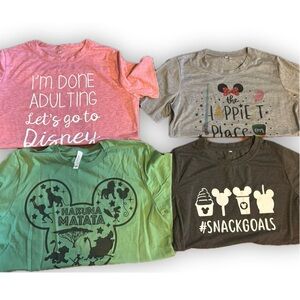 4 Disney Graphic T-Shirts - woman's size LG- short sleeves